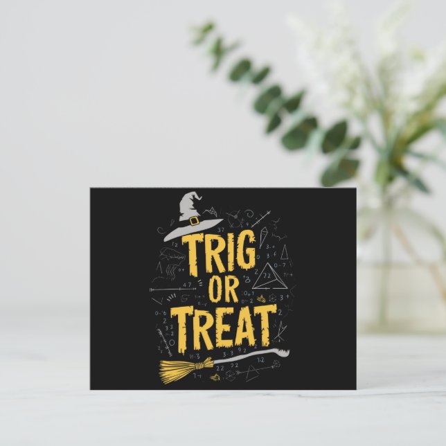 Halloween Math Teacher Trig Or Treat School  Postcard (Standing Front)