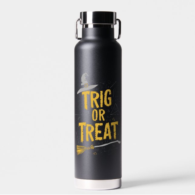 Halloween Math Teacher Trig Or Treat School  Water Bottle (Front)