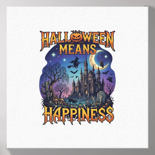 Halloween Means Happiness Haunted Castle Witch Moo Canvas Photo Tile