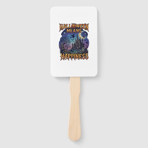 Halloween Means Happiness Haunted Castle Witch Moo Hand Fan