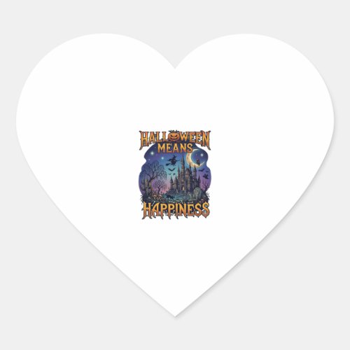 Halloween Means Happiness Haunted Castle Witch Moo Heart Sticker