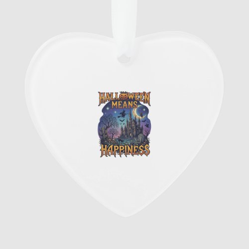 Halloween Means Happiness Haunted Castle Witch Moo Ornament