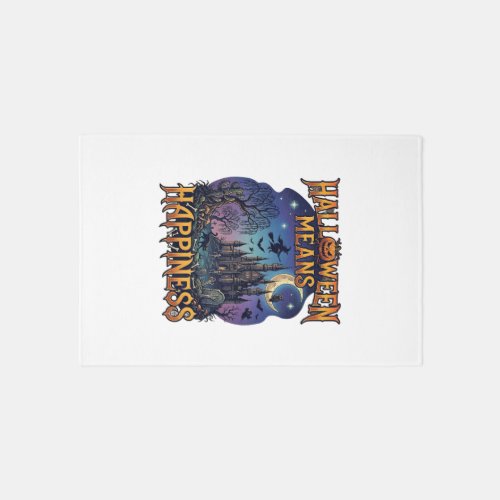 Halloween Means Happiness Haunted Castle Witch Moo Rug