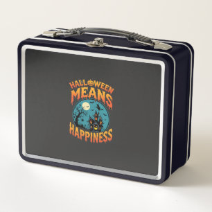 Halloween Means Happiness Haunted House Vector Metal Lunch Box