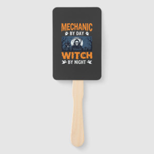 Halloween Mechanic by Day Witch by Night Hand Fan