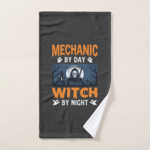 Halloween Mechanic by Day Witch by Night Hand Towel