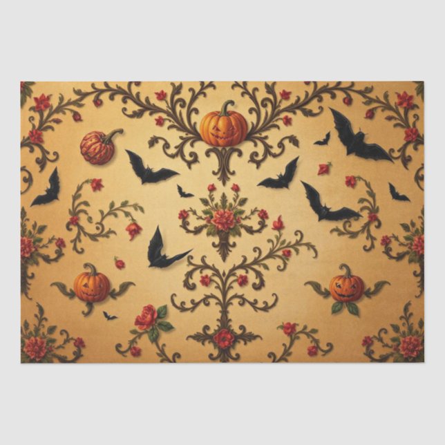 Halloween Medieval French Pattern  Tissue Paper (Front)