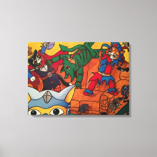 Halloween Medieval Knight Costume Cats Canvas Print