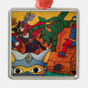 Halloween Medieval Knight Costume Cats Metal Ornament