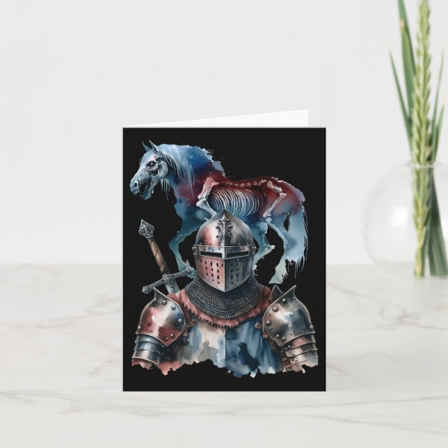 Halloween Medieval Knight Horses Knight Armor Hors Card (Front)