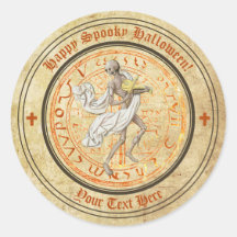 Halloween Medieval Musicing Skeleton Sticker