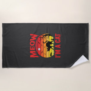 Halloween Meow Im a Cat Retro Sunset Beach Towel