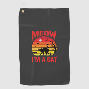 Halloween Meow Im a Cat Retro Sunset Golf Towel