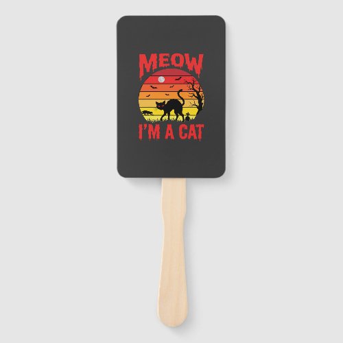 Halloween Meow Im a Cat Retro Sunset Hand Fan