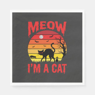Halloween Meow Im a Cat Retro Sunset Napkins