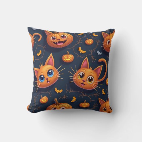 Halloween Meow Throw Pillow