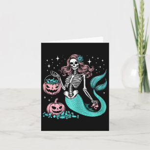 Halloween Mermaid Funny Skeleton Card