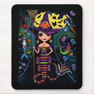Halloween Mermaid Witch Mercats Ghosts Pumpkins  Mouse Pad
