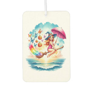 Halloween Mermaid Witch on Broom Air Freshener