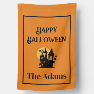 Halloween Message Family Name Haunted House Flag