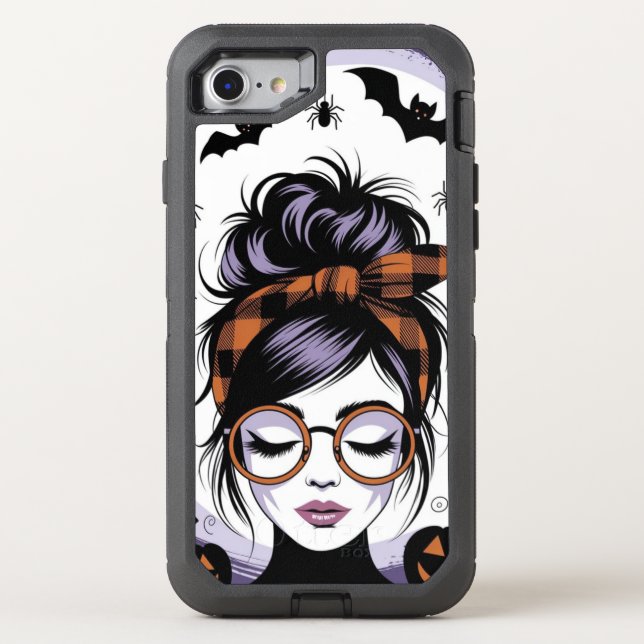 Halloween Messy Bun Woman Otterbox iPhone Case (Back)
