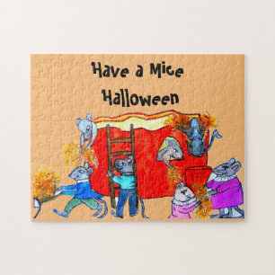 HALLOWEEN MICE CLEAN THE PUMPKIN JIGSAW PUZZLE