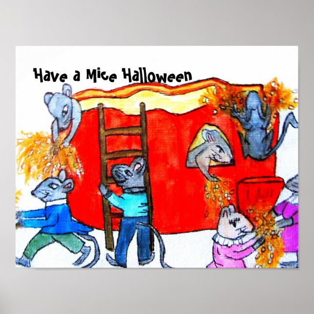 HALLOWEEN MICE CLEAN THE PUMPKIN  POSTER (Front)