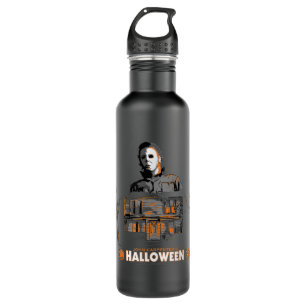 Halloween Michael and House Illustration  Stainless Steel Water Bottle