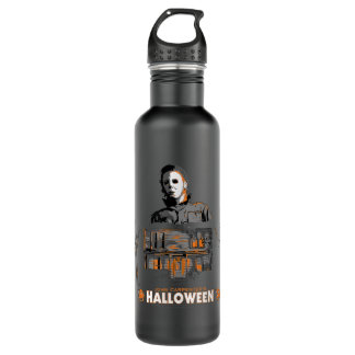 Halloween Michael and House Illustration Stainless Steel Water Bottle