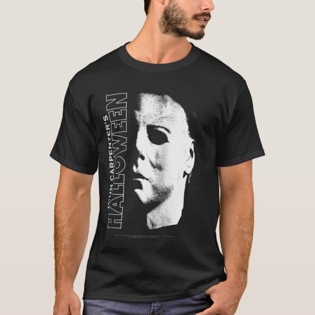 Halloween Michael Myers Large Face Raglan Baseball T-Shirt (Front)