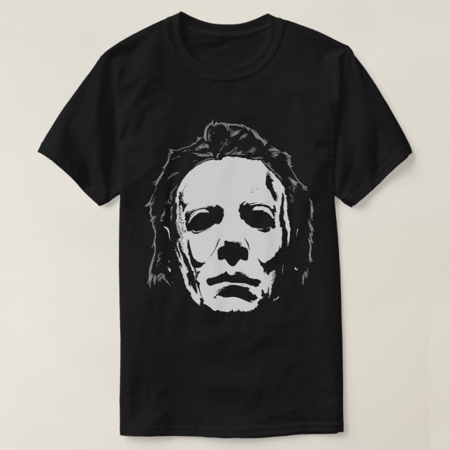 Halloween Michael Myers Mask Big Face  T-Shirt (Design Front)