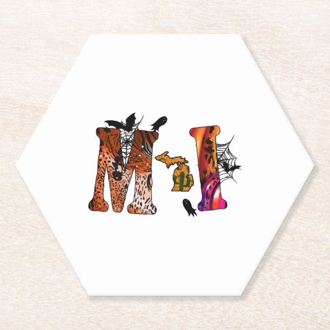 Halloween Michigan Paper Coaster (Front)