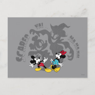 Halloween Mickey and Minnie - Scared Ya! Postcard