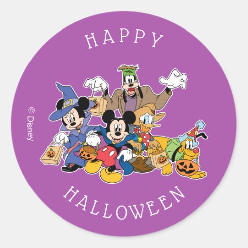 Halloween Mickey  Friends Classic Round Sticker