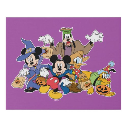 Halloween Mickey  Friends Faux Canvas Print