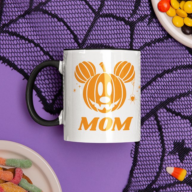 Halloween Mickey Jack-o'-lantern Mom Mug (Mug on table)