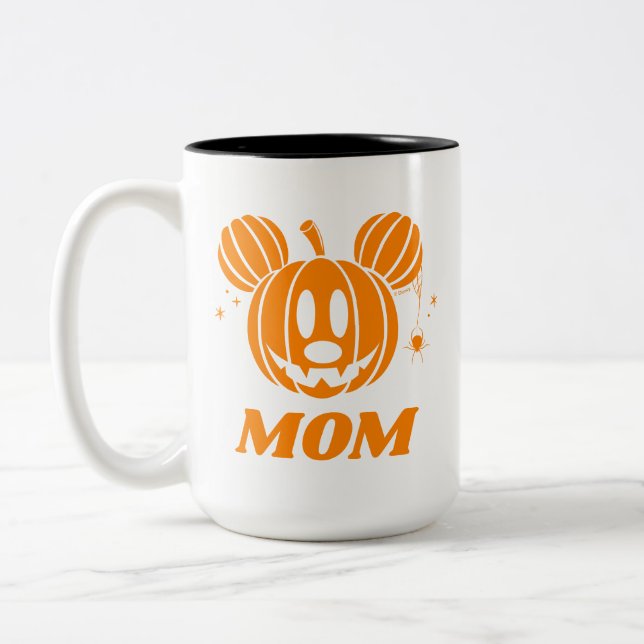 Halloween Mickey Jack-o'-lantern Mom Two-Tone Coffee Mug (Left)