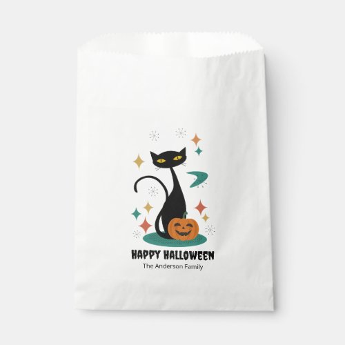 Halloween Mid Century Black Cat Favor Bag