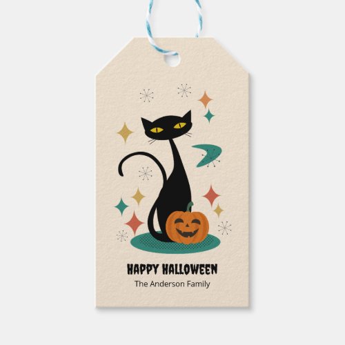 Halloween Mid Century Black Cat Gift Tags