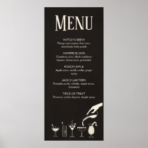Halloween mid century modern cocktail menu poster