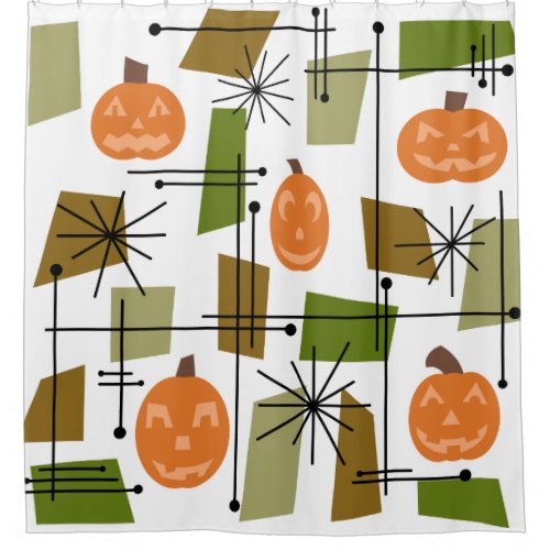 Halloween Mid Century Modern Shower Curtain