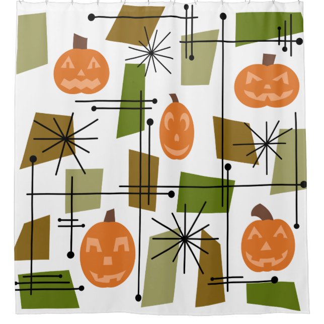 Halloween Mid Century Modern Shower Curtain (Front)