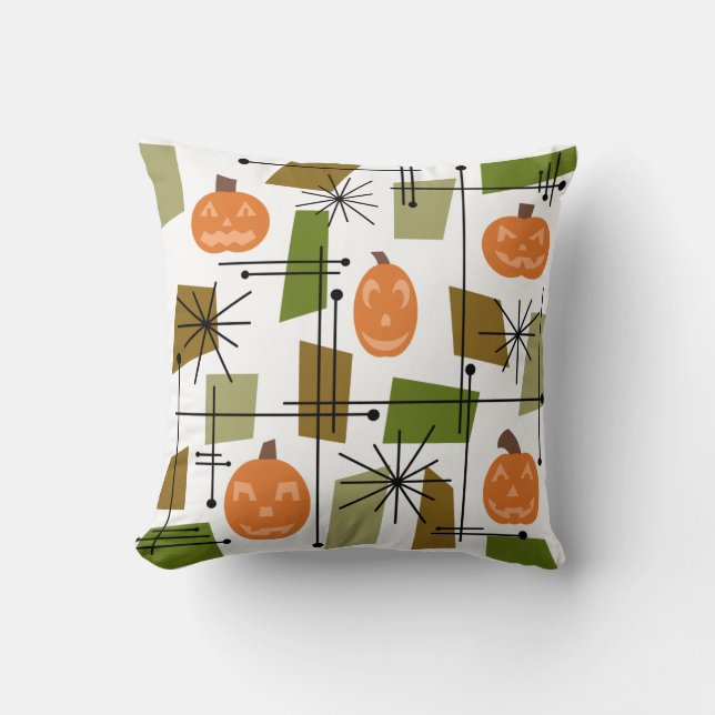 Halloween Mid Century Modern Throw Pillow (Front)
