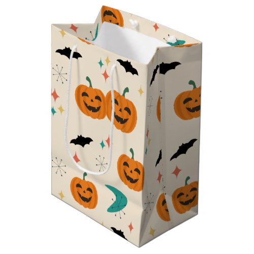 Halloween Mid Century Pumpkins Pattern Medium Gift Bag