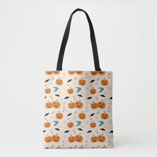Halloween Mid Century Pumpkins Pattern Tote Bag
