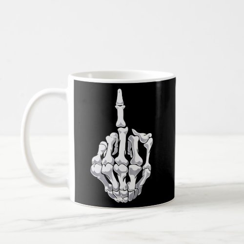 Halloween Middle Finger Skeleton Hand Skull Coffee Mug