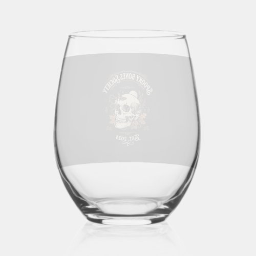 Halloween Midnight Bone Garden Stemless Wine Glass