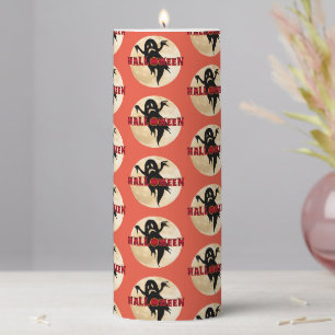 Halloween Midnight Ghosts Moonlight Pillar Candle