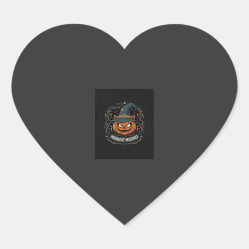 Halloween Midnight Pumpkin Mischief Heart Sticker