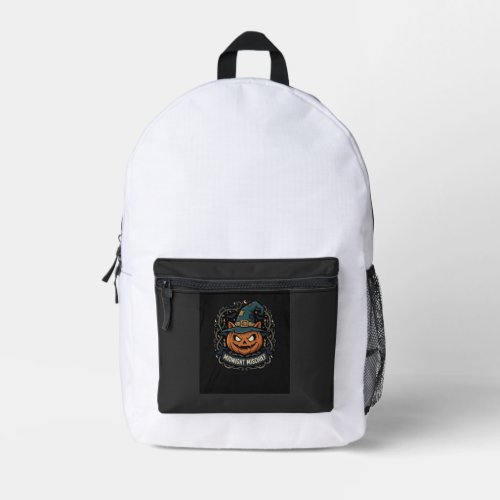 Halloween Midnight Pumpkin Mischief Printed Backpack